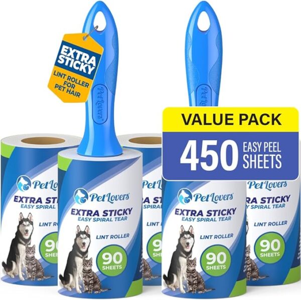 31% OFF LIMITED TIME DEAL"'PetLovers Extra Sticky Lint Roller Mega Value Set 450 Sheets