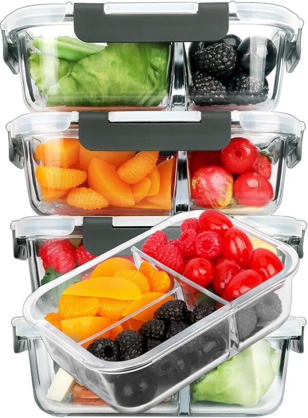 25% OFF LIMITED TIME DEAL"'M MCIRCO [5-Pack, 36 oz] Glass Meal Prep Containers 3 Compartment