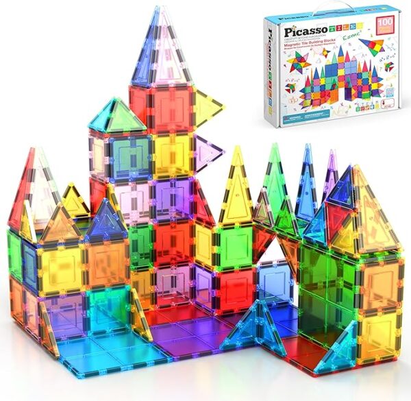 44% OFF LIMITED TIME DEAL"'PicassoTiles 100 Piece Set 100pcs Magnet Building Tiles