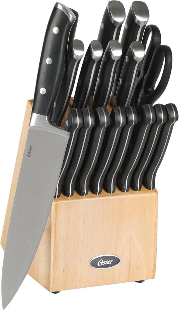 16% OFF LIMITED TIME DEAL"'Oster Ginley 18 Piece High Carbon Stainless Steel Cutlery Kitchen Knife Block Set